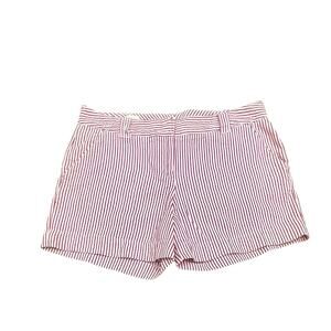 Red Seersucker Chino Shorts 6 Land's End Canvas